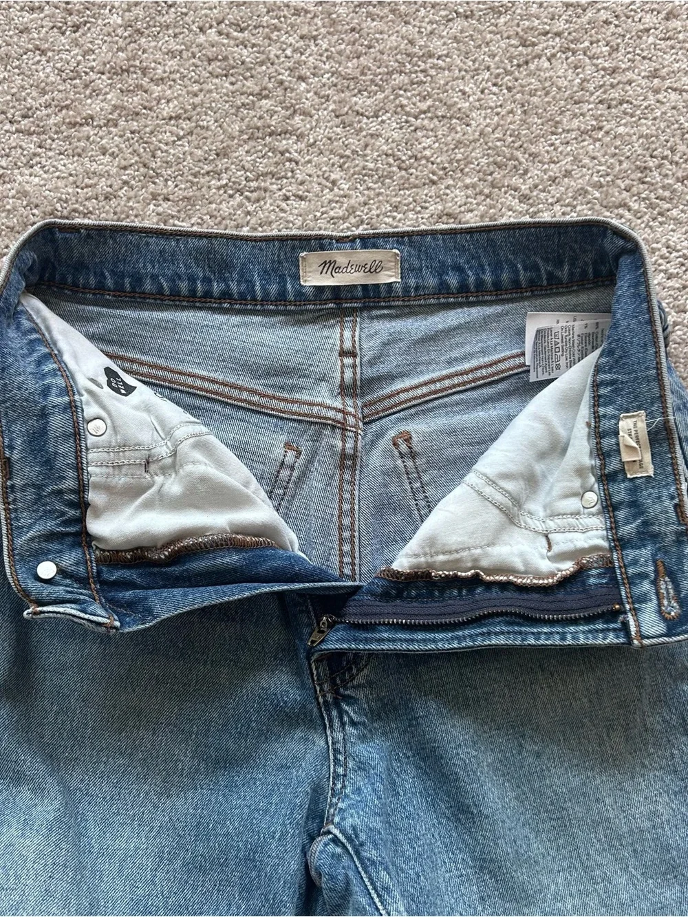 Madewell The Perfect Vintage Straight Jeans 27 Medium Wash Distressed Knee 28.5